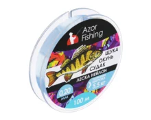 Леска нейлон Azor Fishing Окунь, судак, 100 м, 0,20 мм, тест 5,5 кг, светло-голубая