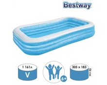 Бассейн надувной BestWay Blue Rectangular Family Pool Deluxe 54009, 305*183*56 см, прямоугольный