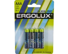 Батарейка Ergolux, щелочная, AAA (LR03), BL-4, 4 шт