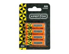 Батарейка Крептон, щелочная, AA (LR06), BP4, 4 шт