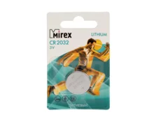 Батарейка Mirex, литиевая, CR 2032, 3V, BL-1, 1 шт