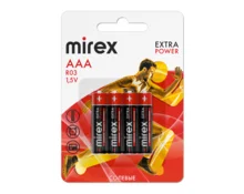Батарейка Mirex, солевая, AAA (R03), Sh4, 4 шт