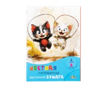 Бумага цветная АппликА Веселые котята, двусторонняя, мелованная, А4, 8 л, 8 цветов