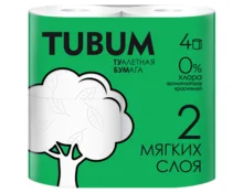 Бумага туалетная TUBUM белая, 2 слоя, 4 шт