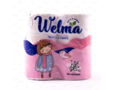 Бумага туалетная WELMA двухслойная с втулкой без аромата