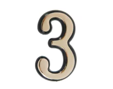 Цифра дверная 3, пластик, золото