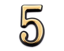 Цифра дверная 5, пластик, золото