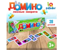 Домино IQ-ZABIAKA Лесные зверята, пластик, 28 деталей