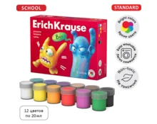 Гуашь ErichKrause Jolly Friends, 12 цветов, 20 мл
