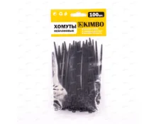 Хомут нейлоновый KIMBO, 3,6*100 мм, 100 шт, чёрный