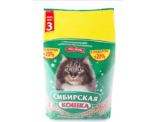 Наполнитель для кошачьего туалета Сибирская Кошка Лесной 3 л, для котят, древесные гранулы