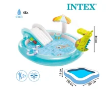 Игровой центр надувной INTEX "Аллигатор с горкой" 57165, 201*170*84 см, от 2 лет, овальный