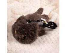 Игрушка мягкая DOURMAN Котик, 18 см, серый, с подвесом