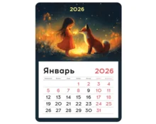 Календарь BG Девочка и лис, отрывной на магните, 2026 год