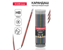 Карандаш ч/г ErichKrause Metallic круглый корпус, с ластиком, пластик, заточен