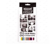 Карандаши цветные MAZARI ANIME, пластиковые, шестигранный корпус, 12 цветов