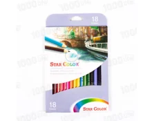 Карандаши цветные Star Color, 18 цветов, дерево, шестигранные