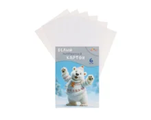 Картон белый АппликА Забавный мишка, мелованный, А4, 6 л