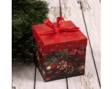 Коробка подарочная НГ, Фабрика Чудес, 15*15*15 см, с бантом, складная