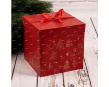 Коробка подарочная НГ, Фабрика Чудес, 22*22*22 см, с бантом, складная