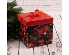 Коробка подарочная НГ, Фабрика Чудес, 22*22*22 см, с бантом, складная