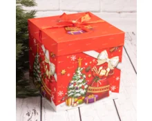 Коробка подарочная новогодняя Фабрика Чудес, 22*22*22 см, с бантом, складная