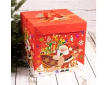 Коробка подарочная новогодняя Фабрика Чудес, 30*30*30 см, с бантом, складная