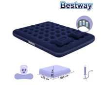 Матрас надувной BestWay Queen 67374N, 203*152*22 см, двухместный, ручной насос, 2 подушки