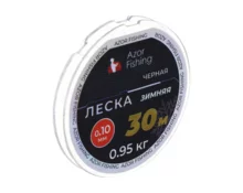 Леска рыболовная зимняя Azor Fishing, 30 м, толщина 0,10 мм, разрыв 0,95 кг, черная