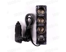 Разветвитель прикуривателя LS-0035, 3 выхода, 1 USB, 12-24В
