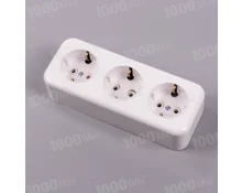 Розетка 3-х местная РА-16-243, 16А, 250 В, открытая установка, белая