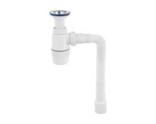 Сифон для раковины VIRPLAST Элит, 1 1/2"*40 мм, гофра, 40*50 мм, нерж сетка, белый