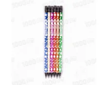 Карандаш чернографитный Star Color Звезды, дерево, круглый, с ластиком