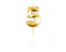 Свеча для торта Золото цифра 5, 5 см