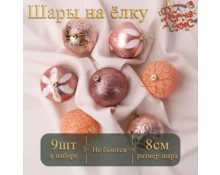 Украшение елочное шары Фабрика Чудес, 8 см, 9 шт