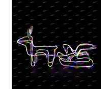 Украшение новогоднее Олень + сани, 70 см, RGB, 220 В