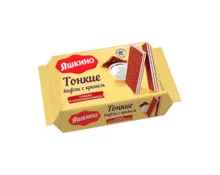 Вафли Яшкино тонкие с какао и молочным кремом, 144 г
