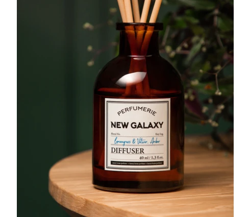 Аромадиффузор NEW GALAXY Perfumerie, Lemongrass & Vetiver, Amber, 40 мл