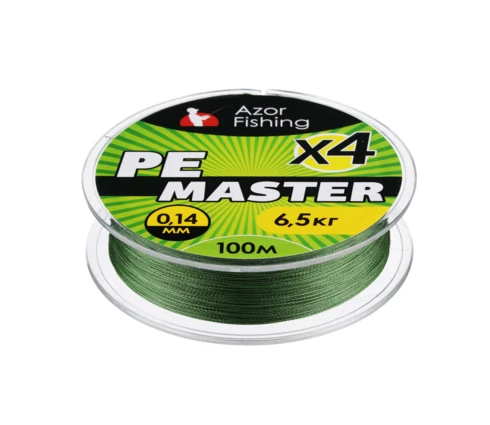 Леска плетёная Azor Fishing РЕ Мастер, 100 м, 0,14 мм, тест 6,5 кг, зеленая