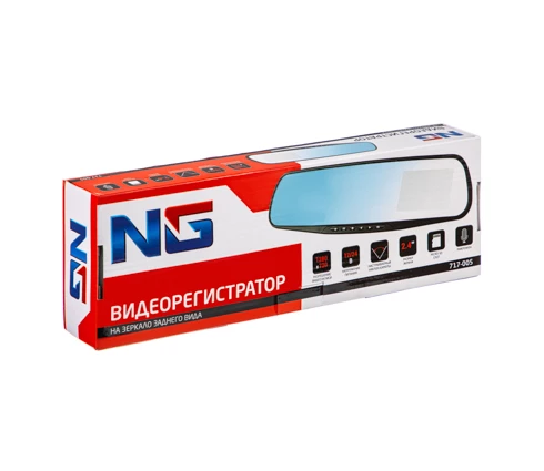 Видеорегистратор NG на зеркало заднего вида, HD, microSD, 12/24В