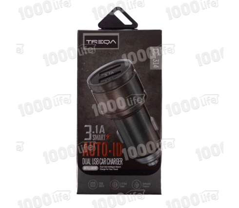 Автомобильное зарядное устройство TREQA CC-314, 12-24 В, 2 USB, 3.1А