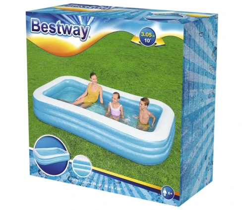 Бассейн надувной BestWay Blue Rectangular Family Pool Deluxe 54009, 305*183*56 см, прямоугольный