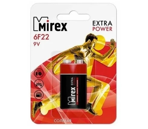 Батарейка Mirex, солевая, 6F22 (крона), 1 шт