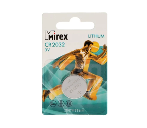 Батарейка Mirex, литиевая, CR 2032, 3V, BL-1, 1 шт