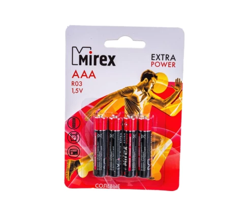Батарейка Mirex, солевая, AAA (R03), Sh4, 1 шт
