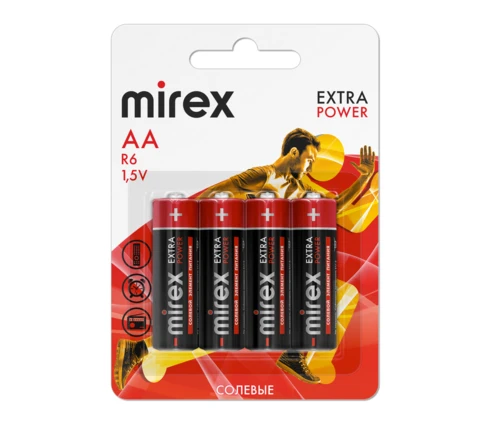 Батарейка Mirex, солевая, AA (R6), Sh4, 4 шт
