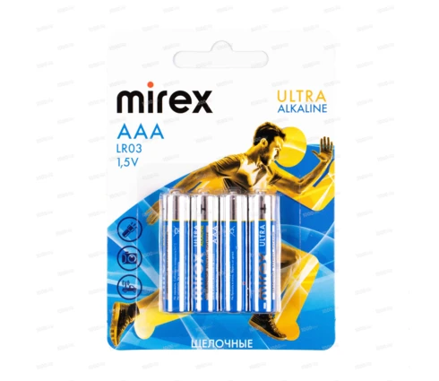 Батарейка Mirex Ultra, щелочная, AAA (R03), BL-4, 1 шт
