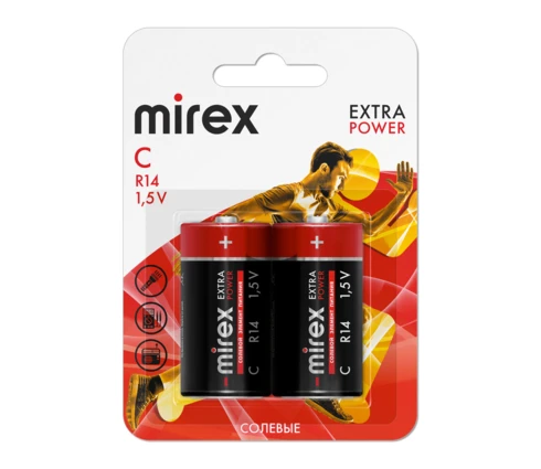Батарейка Mirex Ultra, щелочная, C (R14), BL-2, 2 шт