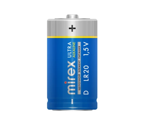 Батарейка Mirex Ultra, щелочная, D (R20), BL-2, 2 шт