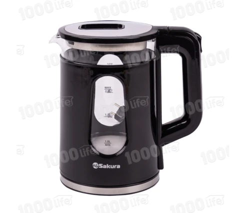 Чайник электрический Sakura SA-2735BK, черный, стекло, пластик, подсветка, 2,0 л, 1800 Вт